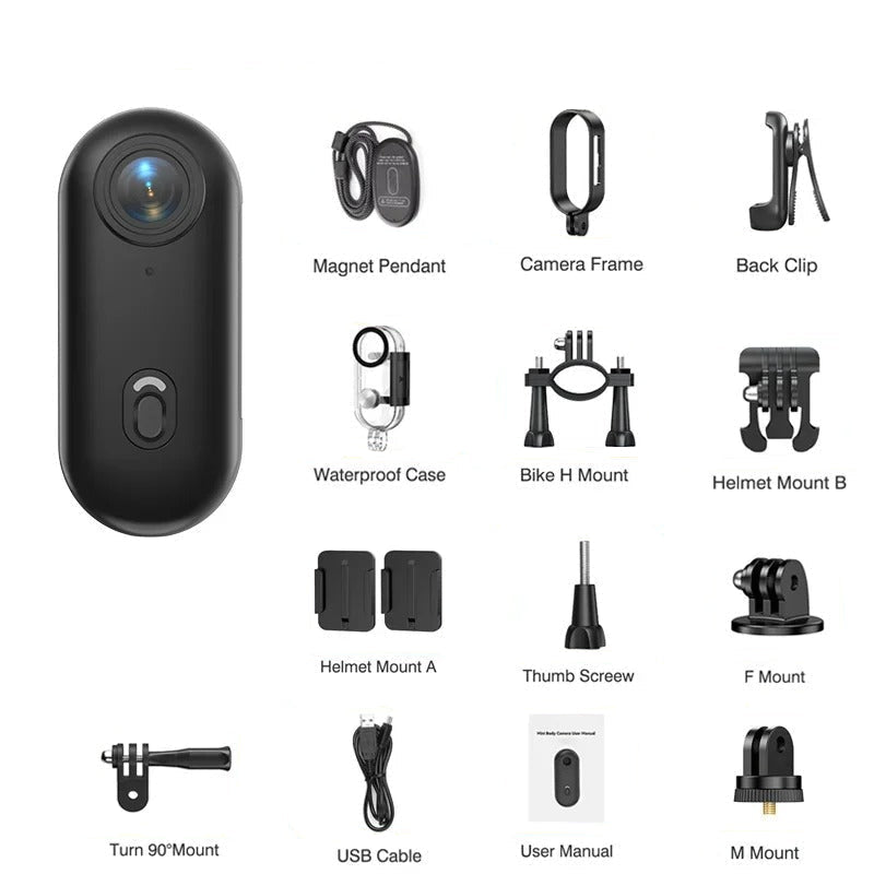 Thumb Action Body Camera 4K With FREE 128 GB Micro SD
